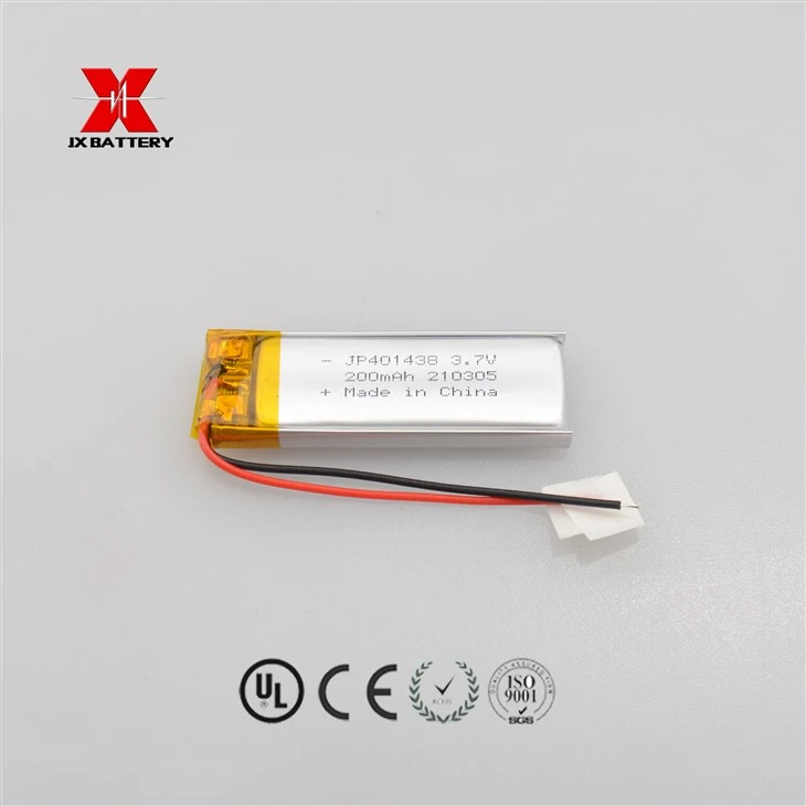 Pielāgots atkārtoti uzlādējams JP401438 3.7V 200 mAh 0,74 Wh litija polimēra akumulators medicīnas ierīcēm
